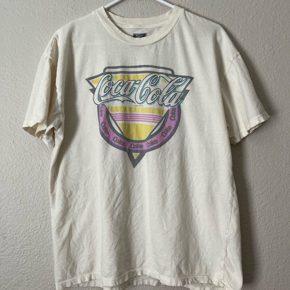 Coca Cola American Eagle T Shirt Distressed Collar Vintage Look Size S Unisex